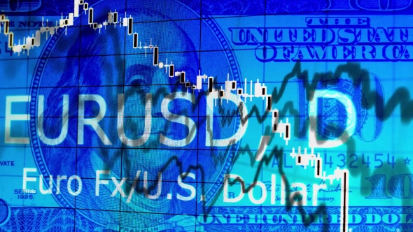 Euro USD Index Stock Charts Over One Hundred Dollars Background