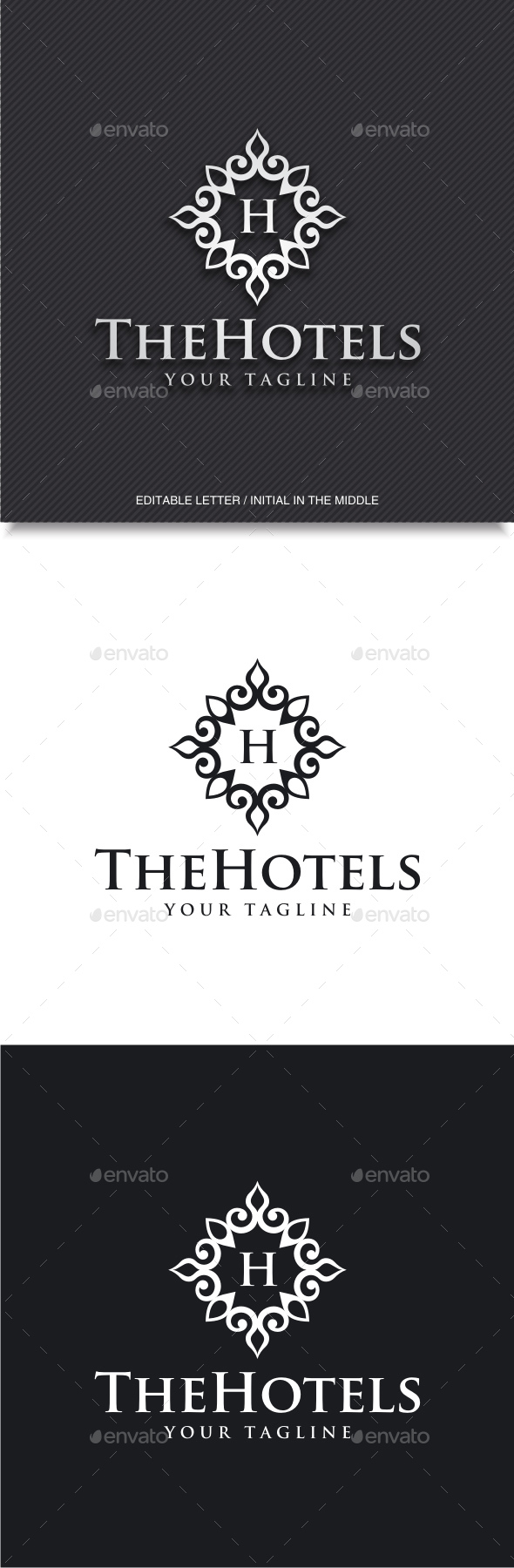 Hotels (Editable Initial / Letter H) - Crests Logo Templates