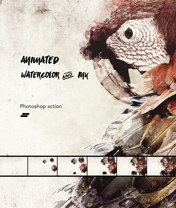 Gif Animated Watercolor and Ink Effect Photoshop Action
