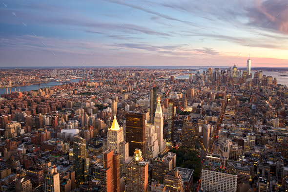 New York at sunset - Stock Photo - Images