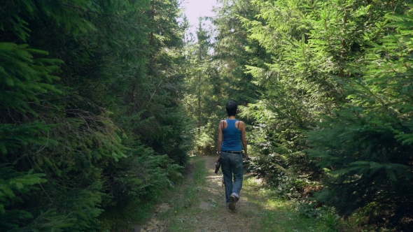 Female With Puppy Resting At Holiday alt