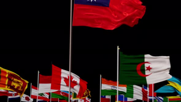 Taiwan Flag With World Flags In Alpha Channel