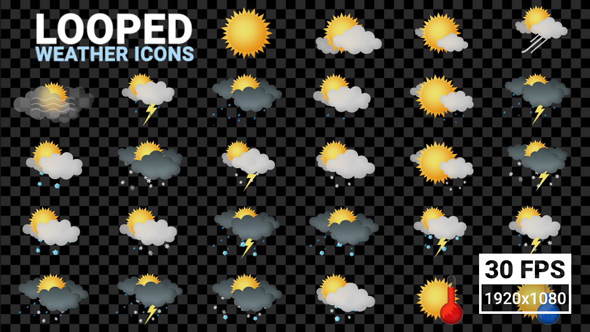 28 Looped Weather Icons - Day Pack