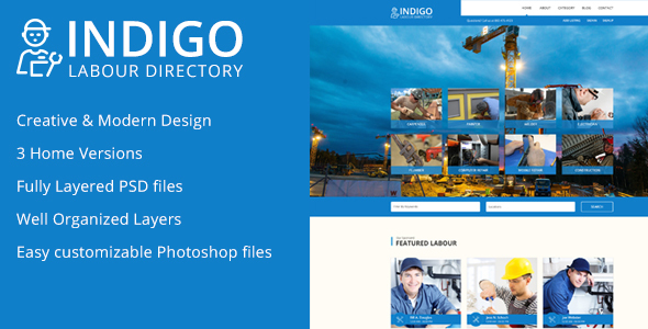 Indigo Labour Directory PSD Template