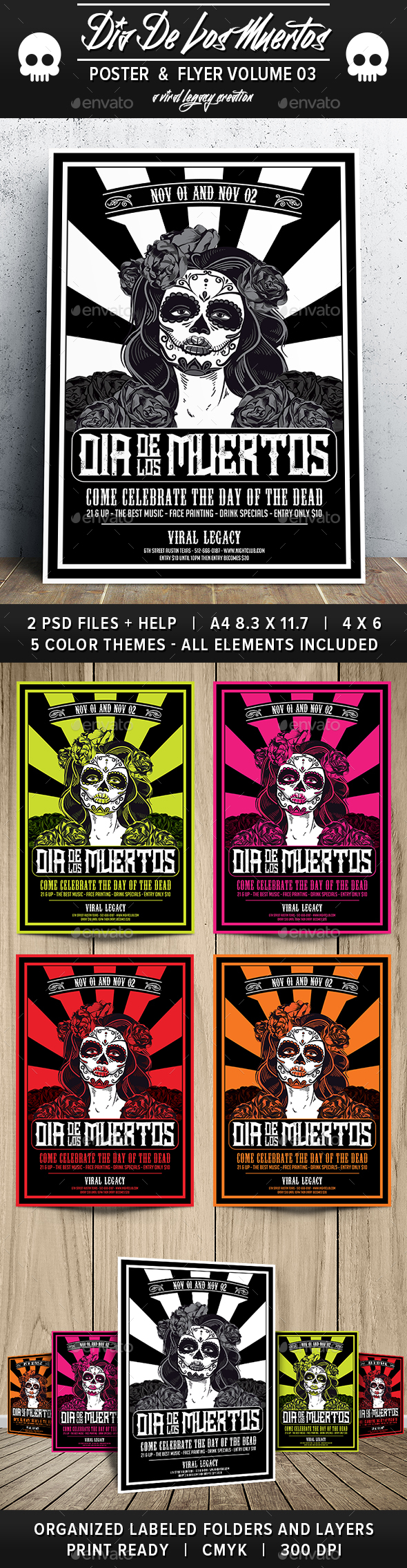 Dia De Los Muertos Volume 3 - Flyers Print Templates