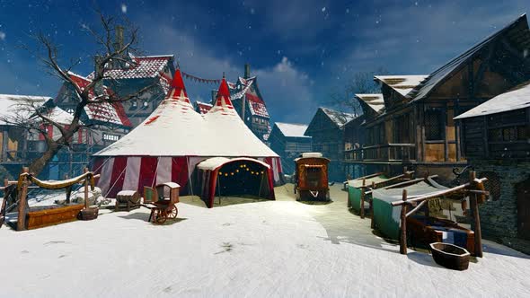 Circus tent in the winter city