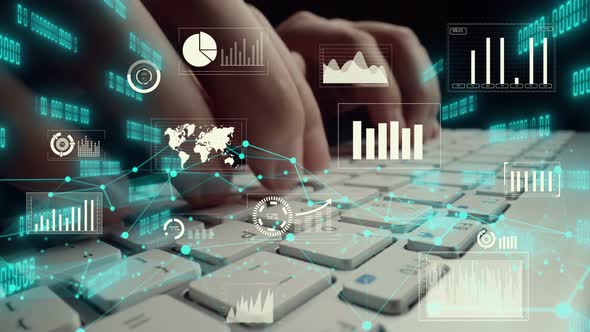 Creative Visual of Business Big Data and Finance Analysis on Computer alt
