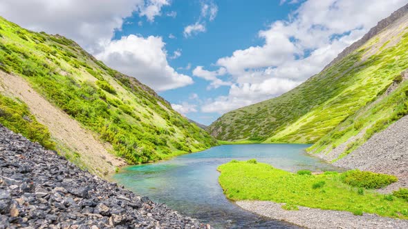 Beautiful turquoise alpine lake