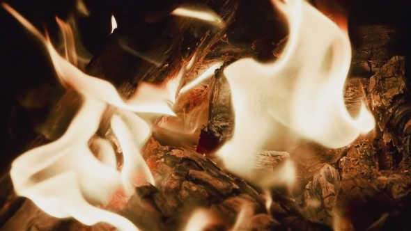 Hot Fireplace Full Of Wood And Fire alt
