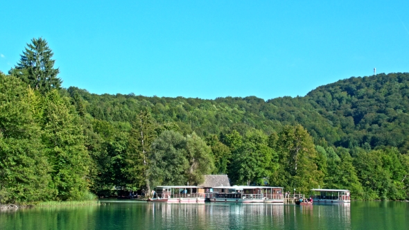 Waterfall And Lake In Plitvice, National Park, Beautiful Place In Croatia. alt