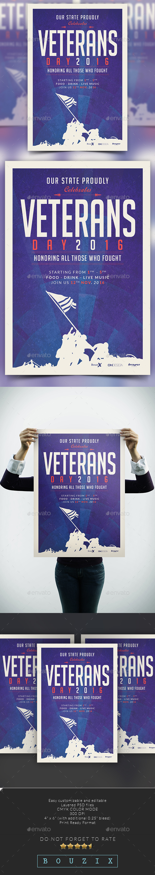 Veterans Day Poster - Flyers Print Templates