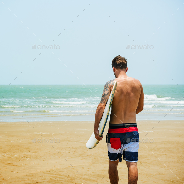 Man Beach Summer Holiday Vacation Surfing Concept - Stock Photo - Images
