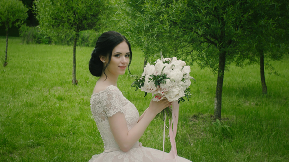 Young Bride In The Green Park