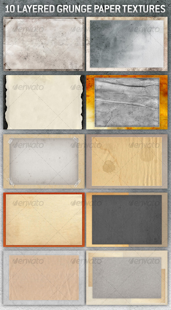 10 Layered Grunge Paper Backgrounds - Backgrounds Graphics