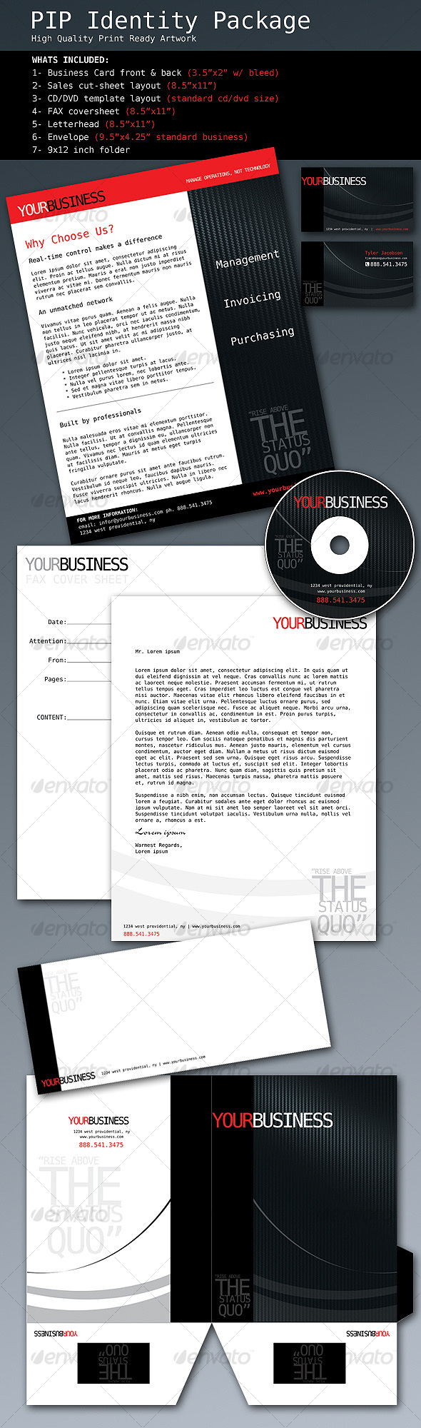 PIP Corporate Identity Package - Stationery Print Templates