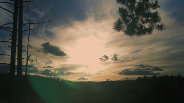 Beautiful Landscape With Clouds And Trees
