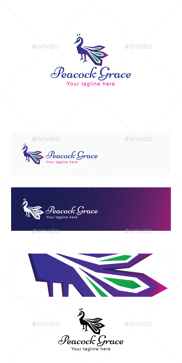 Peacock Grace - Graceful Bird Stock Logo Template - Animals Logo Templates