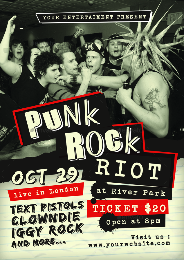 punk concert flyer templates for photoshop