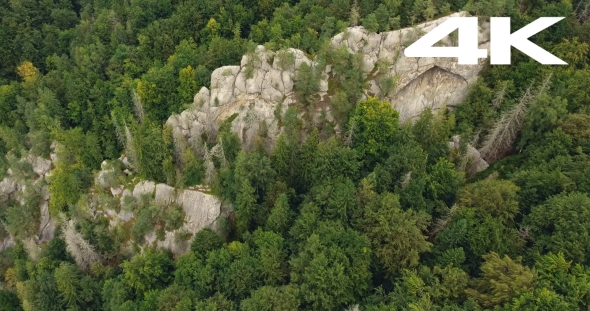 Aerial Shot Beautiful Landscape With Forest And Cliff