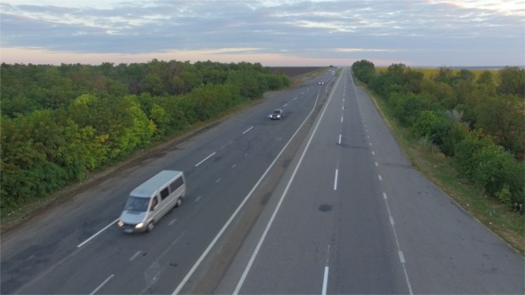 Flying Above Traffic on Highway