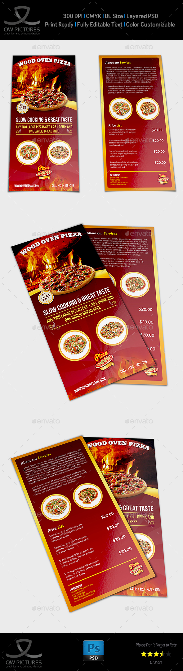 Pizza Restaurant Flyer  - DL Size Template