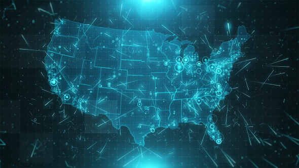 USA Map Background Cities Connections 4K