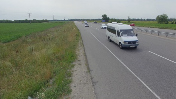 Bus Driving on Country Road