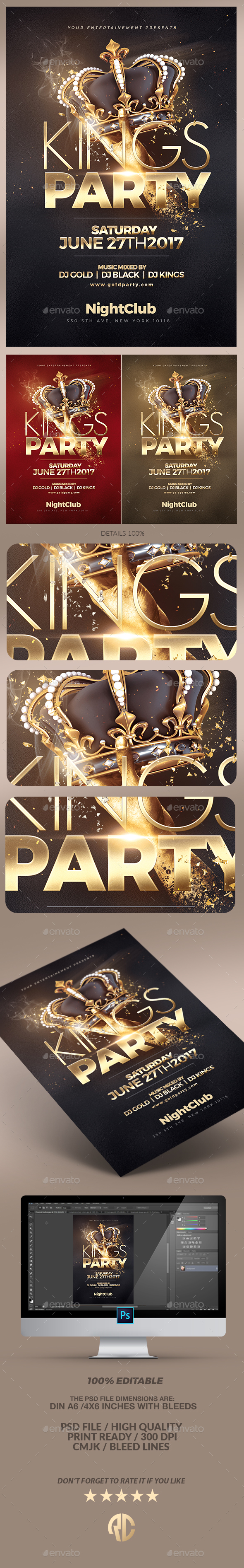 Night of Kings Party Flyer - Clubs & Parties Events