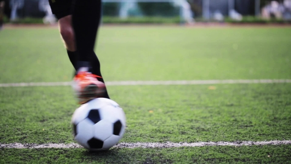 Soccer Player Playing With Ball On Field, Stock Footage | VideoHive