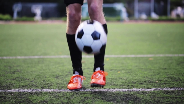 Football Player Playing And Juggling Ball On Field, Stock Footage ...