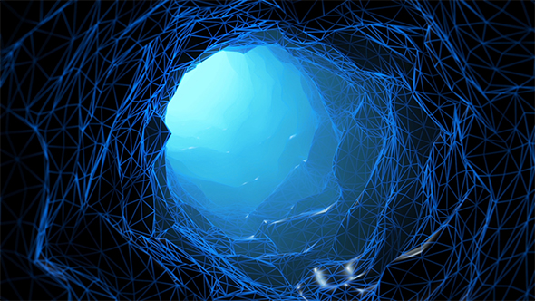 Blue Wireframe Endless Tunnel