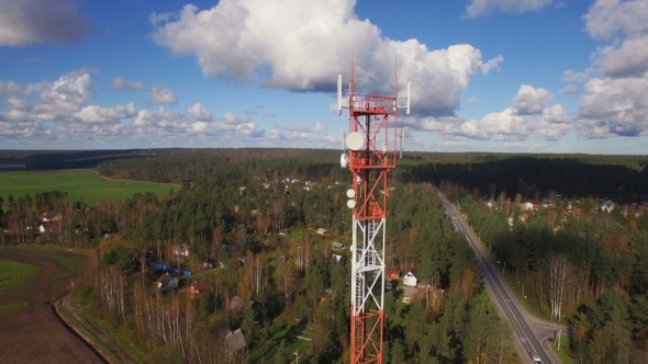 Aerial View Of Antenna Telecommunication Tower