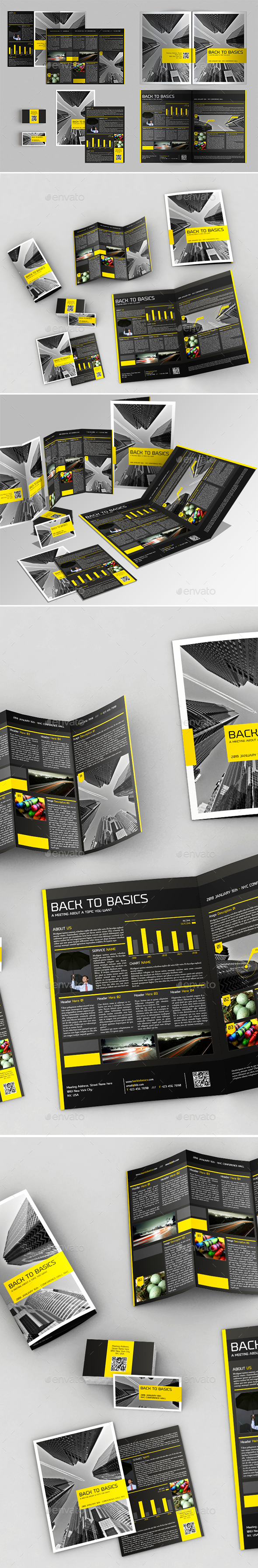 4 Pages Brochure + Trifold + Flyer + Business Card - Brochures Print Templates