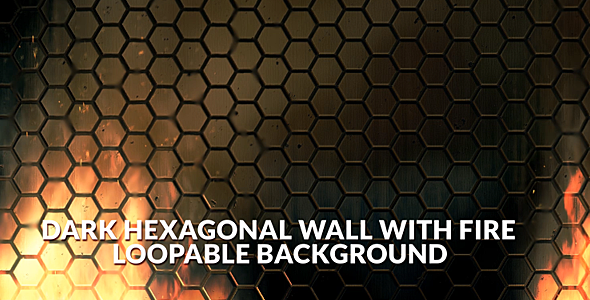 Dark Hexagonal Wall With Fire Loopable Background