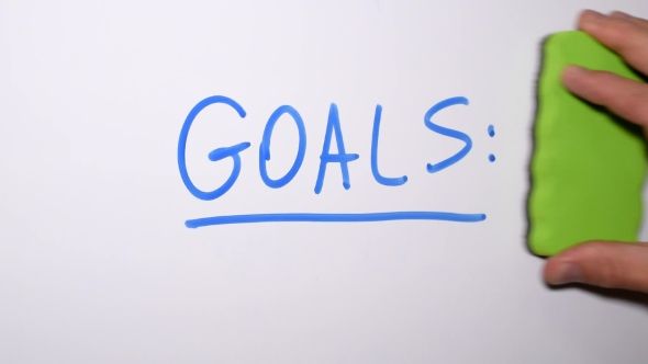 Reversed Video Of Hand Wiping Word GOALS On White Board