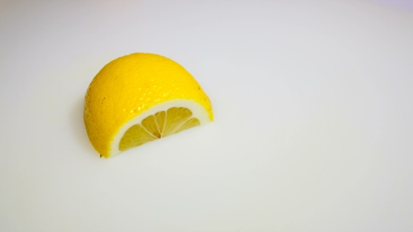 Lemon Cuts To Slices On White Background