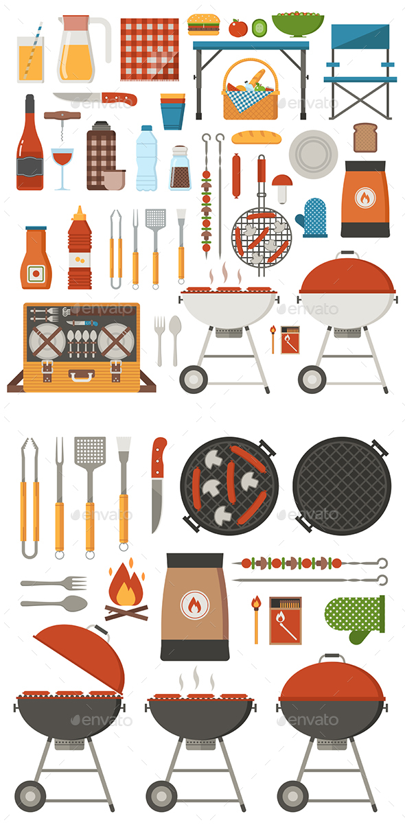 Picnic and Barbecue Set - Vectors