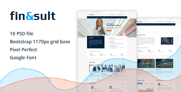 Finsult - Finance & Consulting Business PSD Template - Corporate PSD Templates