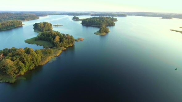 Aerial View Of Old Castle On Island