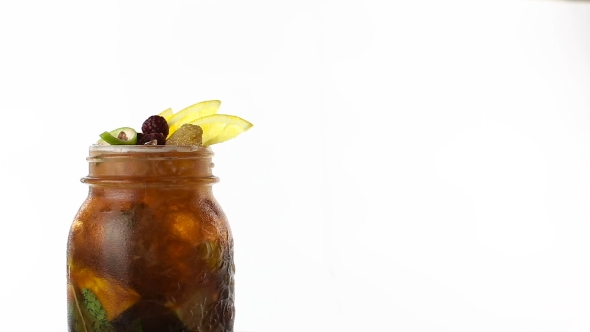 Hand Fruit Made Lemonade Rotates on a White Background