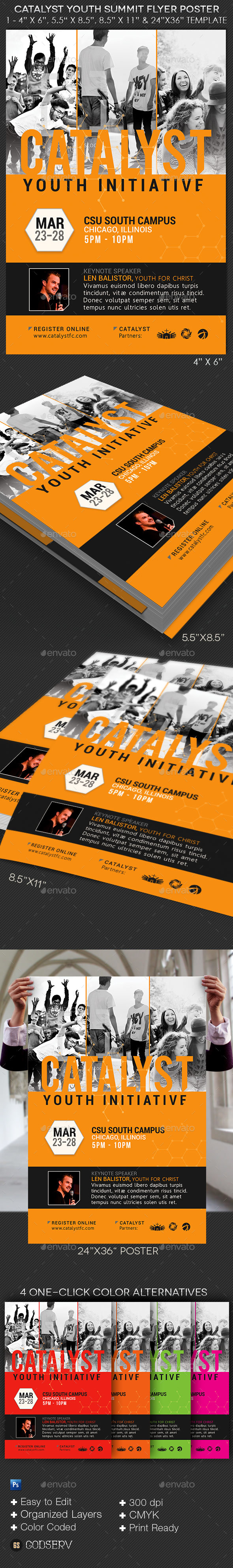 Catalyst Youth Summit Flyer Poster Template - Church Flyers