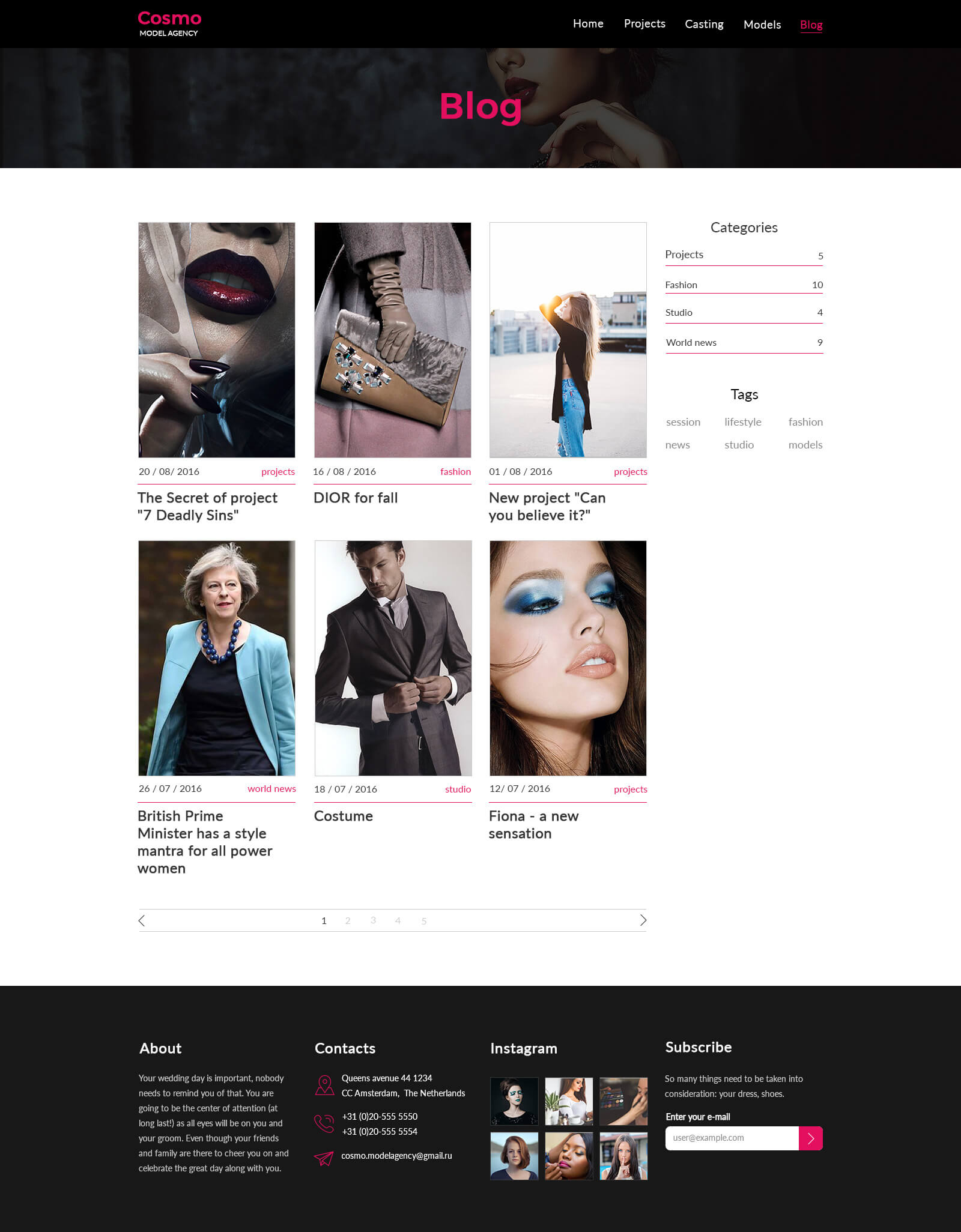 Cosmo — Model Agency PSD Template by NetGon | ThemeForest