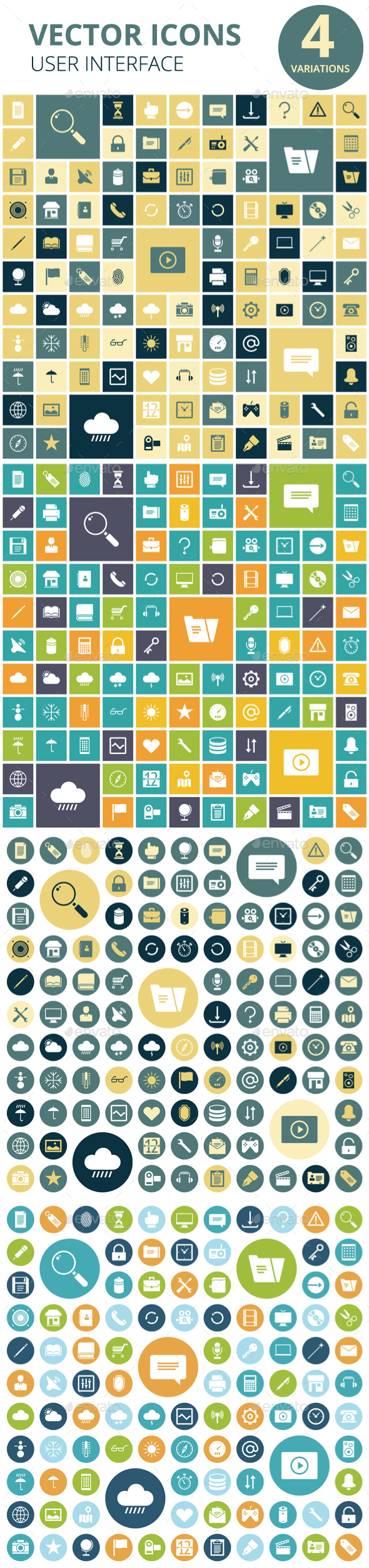 Flat Design Icons for User Interface - Web Icons