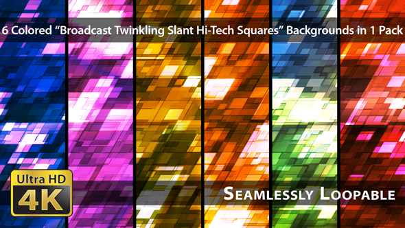Broadcast Twinkling Slant Hi-Tech Squares - Pack 01