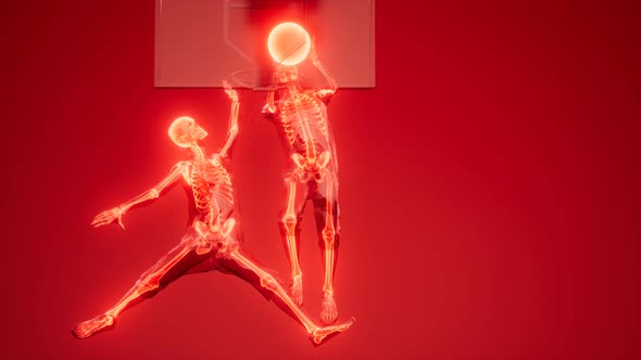 Basketball Game Players with Visible Bones