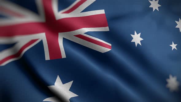 Australia Flag Closeup Blowing In Wind alt