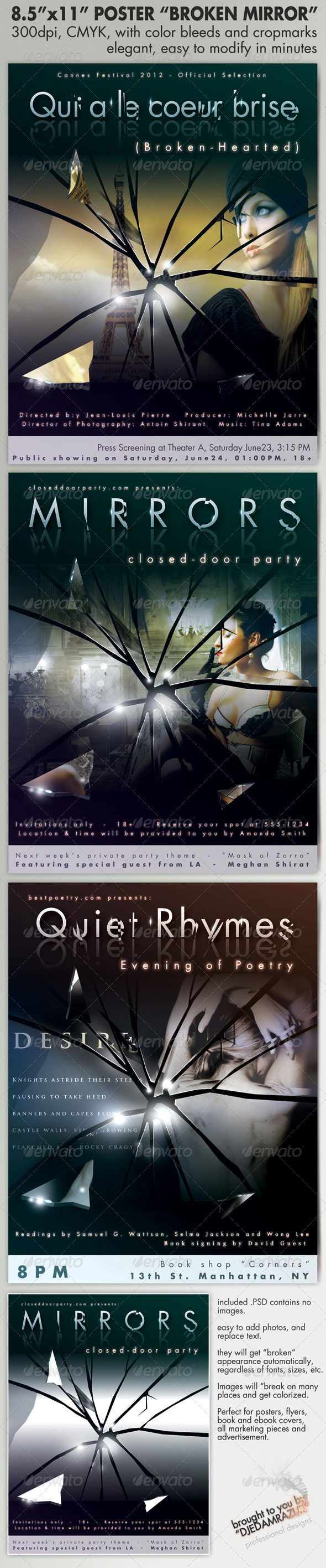 8.5"x11" Poster Broken Mirrors - Clubs & Parties Events