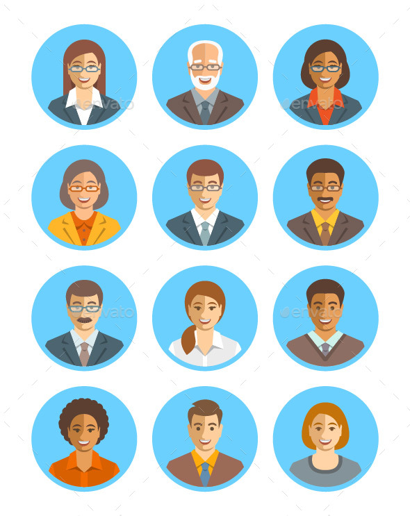 Business People Simple Flat Avatars Set - People Characters