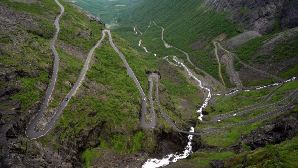 Troll's Path Trollstigen Or Trollstigveien Winding Mountain Road. alt