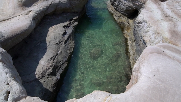 White Beach. Mediterranean Sea. Sea Landscape Of Cyprus With a Rocky Shore.